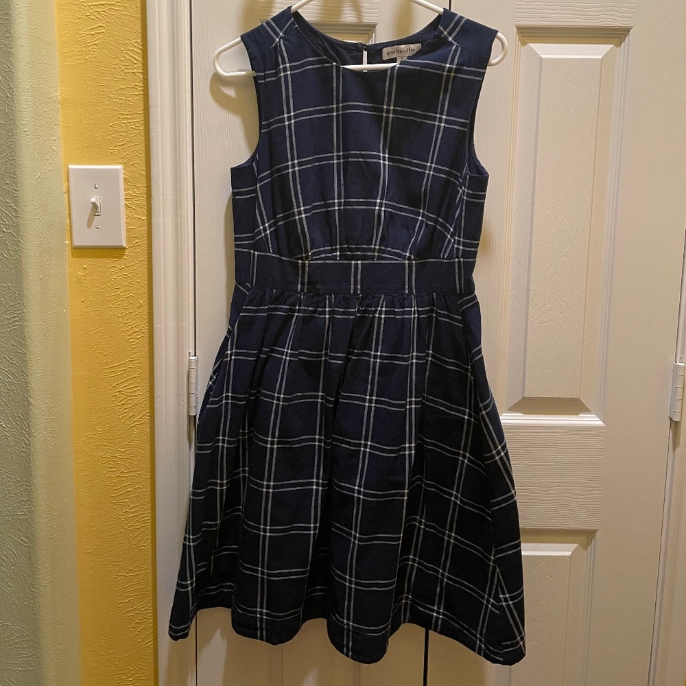 Emily and Fin Navy Plaid Dress